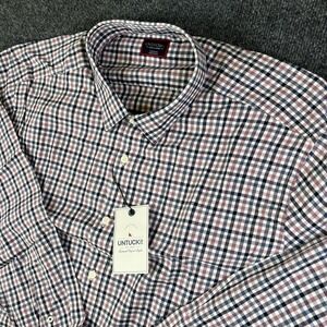 UNTUCKit Cascina‎ Navy Red Plaid Button Down Shirt 3XL XXXL Regular Fit NWT